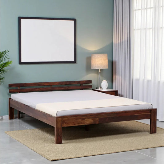 Solid Wood Queen Size Bed Without Storage