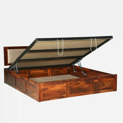Solid Wood King Size Bed With Hydraulic Storage