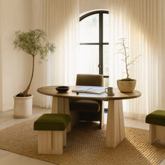 Tatvaacasa Wooden Grey Pouf Stool