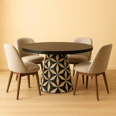 Black Mango Wood Round Pedestal Dining Table