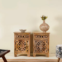 Hand Carved Mango Wood Bedside