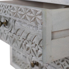 Mango Wood With a Light Gray Bedside Table