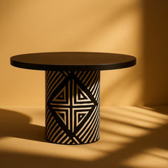 Black Modern Round Pedestal Dining Table