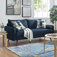 Tatvaacasa Upholstered Fabric Sofa in Azure