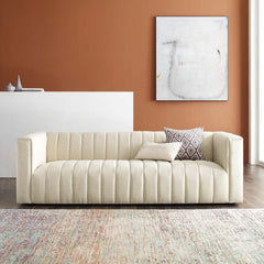 Tatvaacasa Modern Lounge Sofa with Channel Tufting & Soft Upholstery