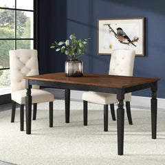 Classic Wooden 6-Seater Dining Table with Turned Legs – Brown Top & Black Base