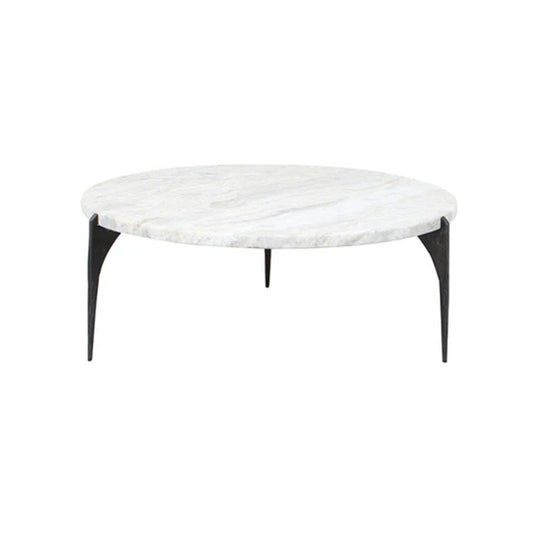Tatvaacasa Coffee Table Marble Top with Metal Legs