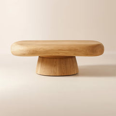 Tatvaacasa Modern Round Wooden Coffee Table