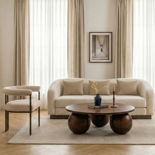 Wooden Round Modern Coffee Table for Living Room