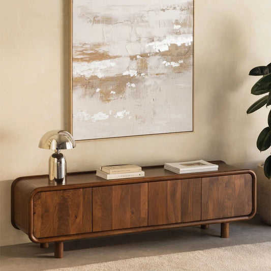 Wooden Walnut Finish TV Cabinet