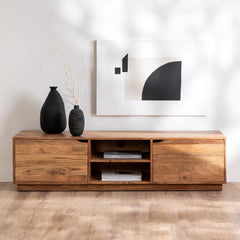 Wood TV Cabinet with Shelf (Solid Wooden)