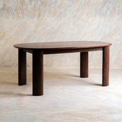 Tatvaacasa Contemporary Oval Solid Wood Dining Table