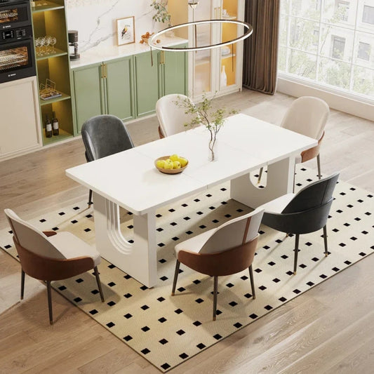 Modern Solid Sheesham Wood White Dining Table for Dining Room