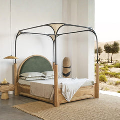 Tatvaacasa Queen Size Poster Bed with Cane Detailing