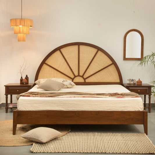 Modern Wooden Cane Bed