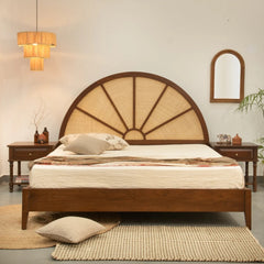 Modern Wooden Cane Bed
