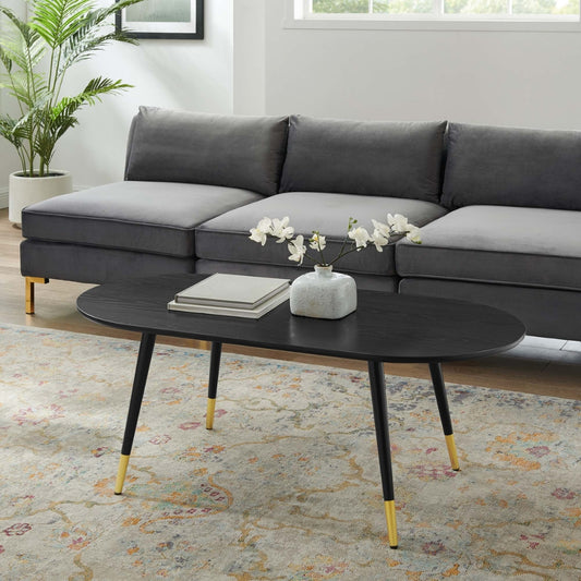 Tatvaacasa 47" Oval Coffee Table in Black