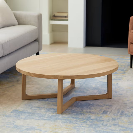 Round Modern Natural Finish Coffee Table