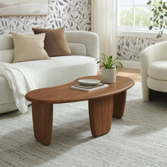 Tatvaacasa Kidney-Shaped Free Coffee Table in Walnut