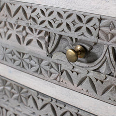 Mango Wood With a Light Gray Bedside Table
