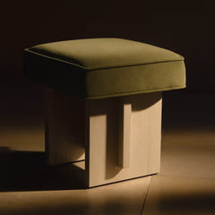 Tatvaacasa Wooden Grey Pouf Stool
