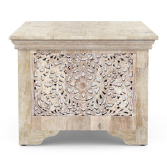 Solid Wood Coffee Table In Rustic White Finish