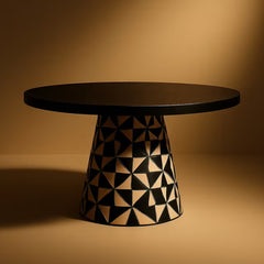 Black Mango Wood Round Pedestal Dining Table
