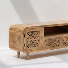 Wooden Carving Two Door Tv Stand