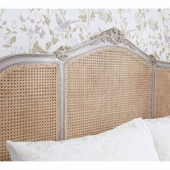 Hand Carved Rattan Painted French Bed