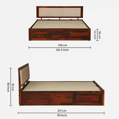 Sheesham Wood Queen Size Bed With Hydraulic Storage