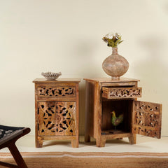 Hand Carved Mango Wood Bedside