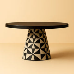 Black Mango Wood Round Pedestal Dining Table