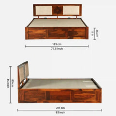 Solid Wood King Size Bed With Hydraulic Storage