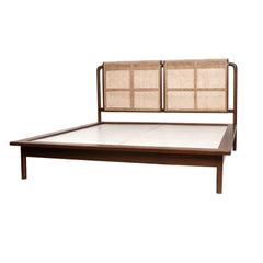 Rattan Mango Wooden Bed for Bedroom