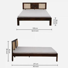 Solid Wood Queen Size Bed Without Storage