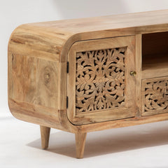 Wooden Carving Two Door Tv Stand