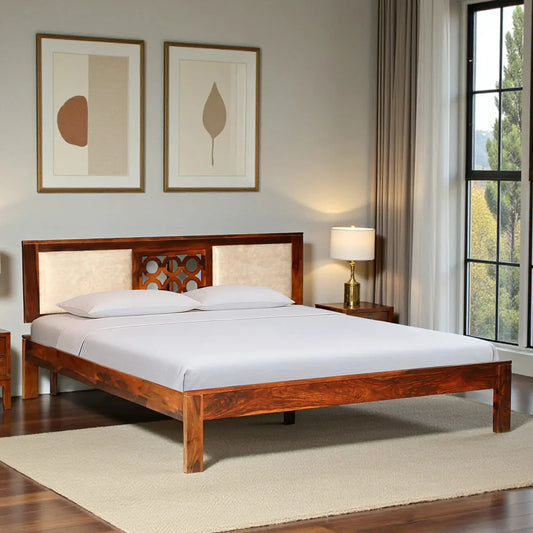 Sheesham Wood Queen Size Bed Without Storage