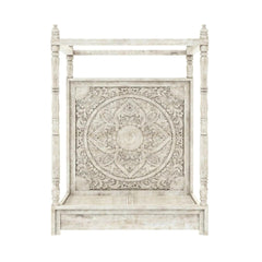 Hand-Carved Solid Mango Wood Canopy Bed
