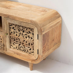 Wooden Carving Two Door Tv Stand
