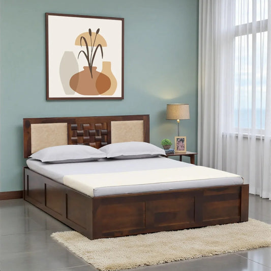 Sheesham Wood Queen Size Bed With Box Storage