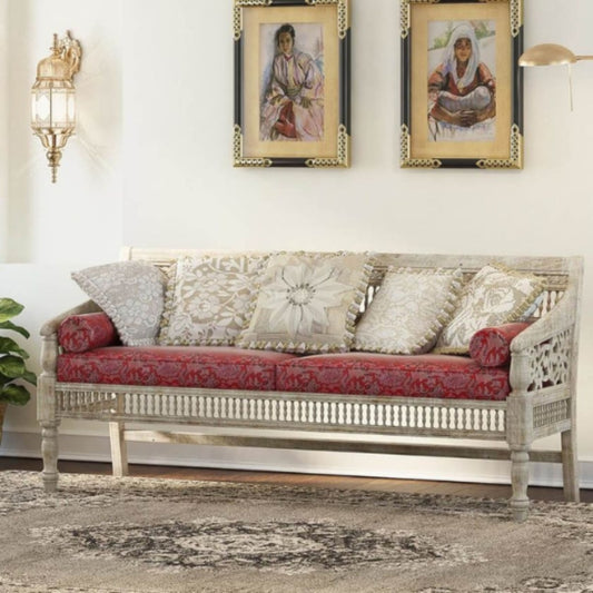 Solid Wood Traditional Hand carved 3-seater