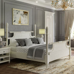White Solid Wood Platform 4 Poster Bed