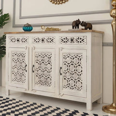 3 Door Cabinets and Sideboard (White Finish)