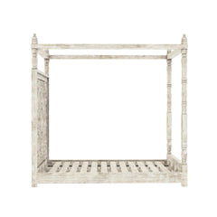 Hand-Carved Solid Mango Wood Canopy Bed