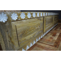 Hand Carved Design Dual Tone Storage Bed