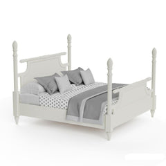 White Solid Wood Platform 4 Poster Bed
