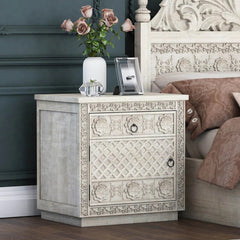 Hand Carved Bed Side Table