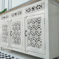 3 Door Cabinets and Sideboard (White Finish)