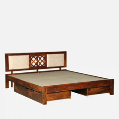 Solid Wood King Size Bed With Storage Drawers
