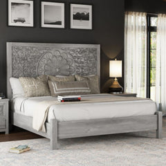 Hand Carved Wooden Headboard Bed